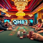 Exciting baccarat gameplay at QH88 casino with professional dealers and vibrant atmosphere.