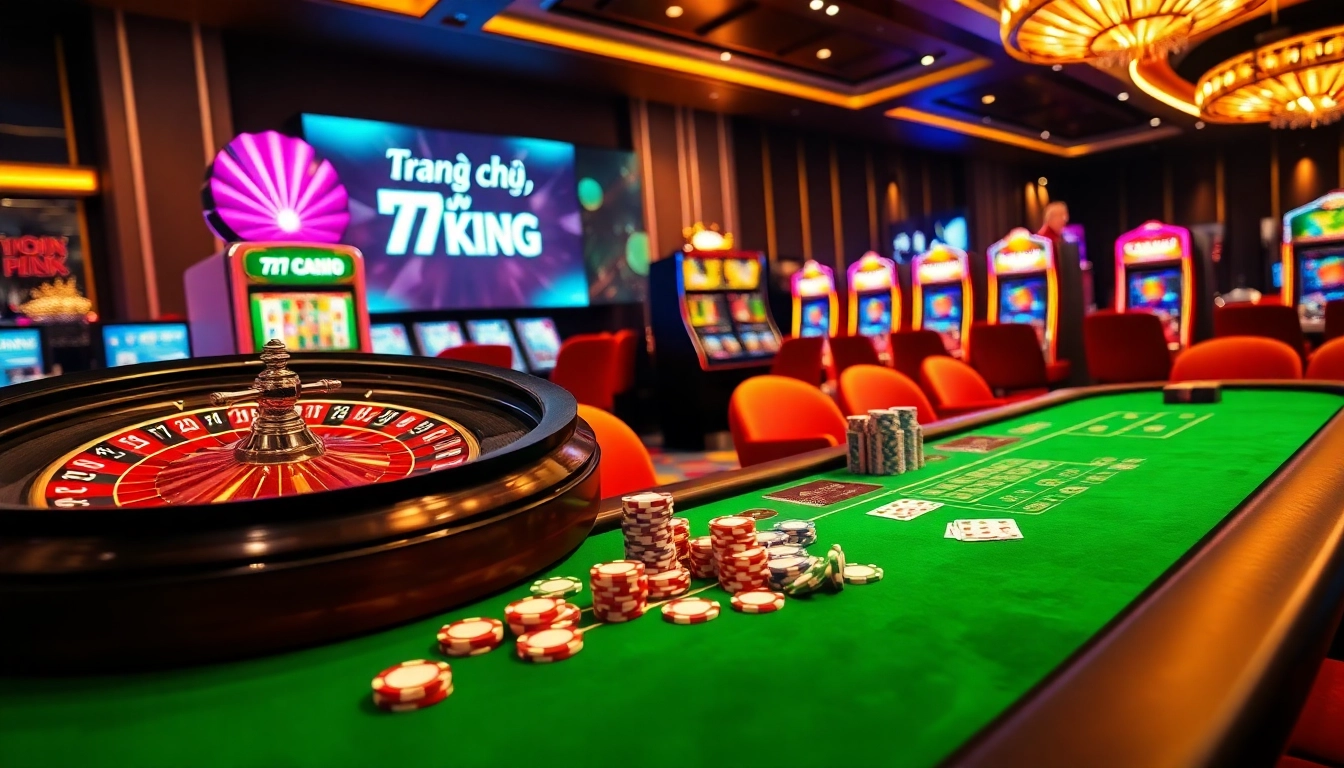 Experience the excitement of Trang chủ 79KING with luxurious casino visuals, including roulette and poker.