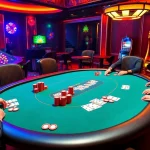 Players strategizing at a lively poker table in a luxury casino, inspired by cm88.men.
