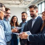 Headhunter Ingenieure beraten Ingenieure in einem modernen Büro.