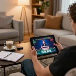 Nohu player engaging in strategic online blackjack session at home.
