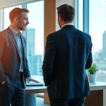 Headhunter Ingenieure berät einen Kandidaten in einem modernen Büro.