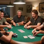 Engaging players during a home poker night while discussing đăng ký qq88 to enhance their gaming strategy.