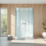 Moderne sonni Duschkabine 80x80 in einem hellen Badezimmer mit eleganten Details.