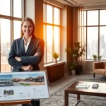 Immobilienmakler Frankfurt Riedberg präsentiert hochwertige Immobilien in elegantem Büro.