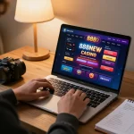 Player engaging with the 888NEW casino app on laptop for an exciting online gaming experience.