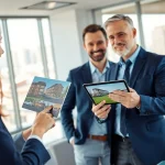 Immobilienmakler Frankfurt Eckenheim berät Kunden in modernem Büro mit freundlichem Ambiente.