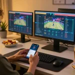 Experience online sports betting excitement with F168, showcasing real-time odds on multiple screens.