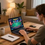 Engaging in online poker gameplay at home using 78winvina platform