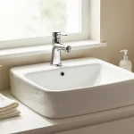 wastafelmeubel 60 cm in een elegante badkameromgeving met natuurlijk licht, dat functionaliteit en stijl versterkt