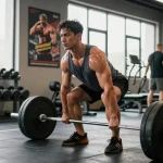 Anabolika Shop Deutschland - Bodybuilder hebt Gewichte in einem modernen Fitnessstudio und zeigt Stärke und Hingabe.