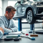 Kfz Sachverständiger Augsurg bewertet das Gutachten eines Fahrzeugs.