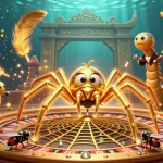 Engage with the thrilling rr88sn casino experience, featuring a golden spider and lively betting scene.