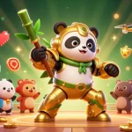 Experience the thrill of sunwin gaming with a vivid 3D illustration showing a dynamic panda in mech suit.